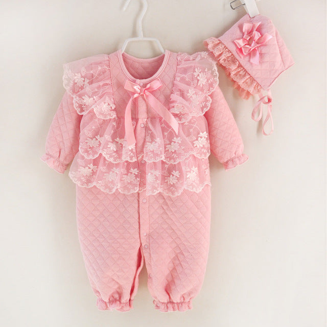 Newborn Lace Romper Suit, Pink, Size 0-12M