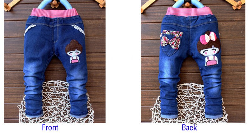 Girls Jeans, Cotton Printed, Size 2-4Yrs