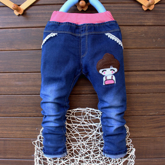 Girls Jeans, Cotton Printed, Size 2-4Yrs