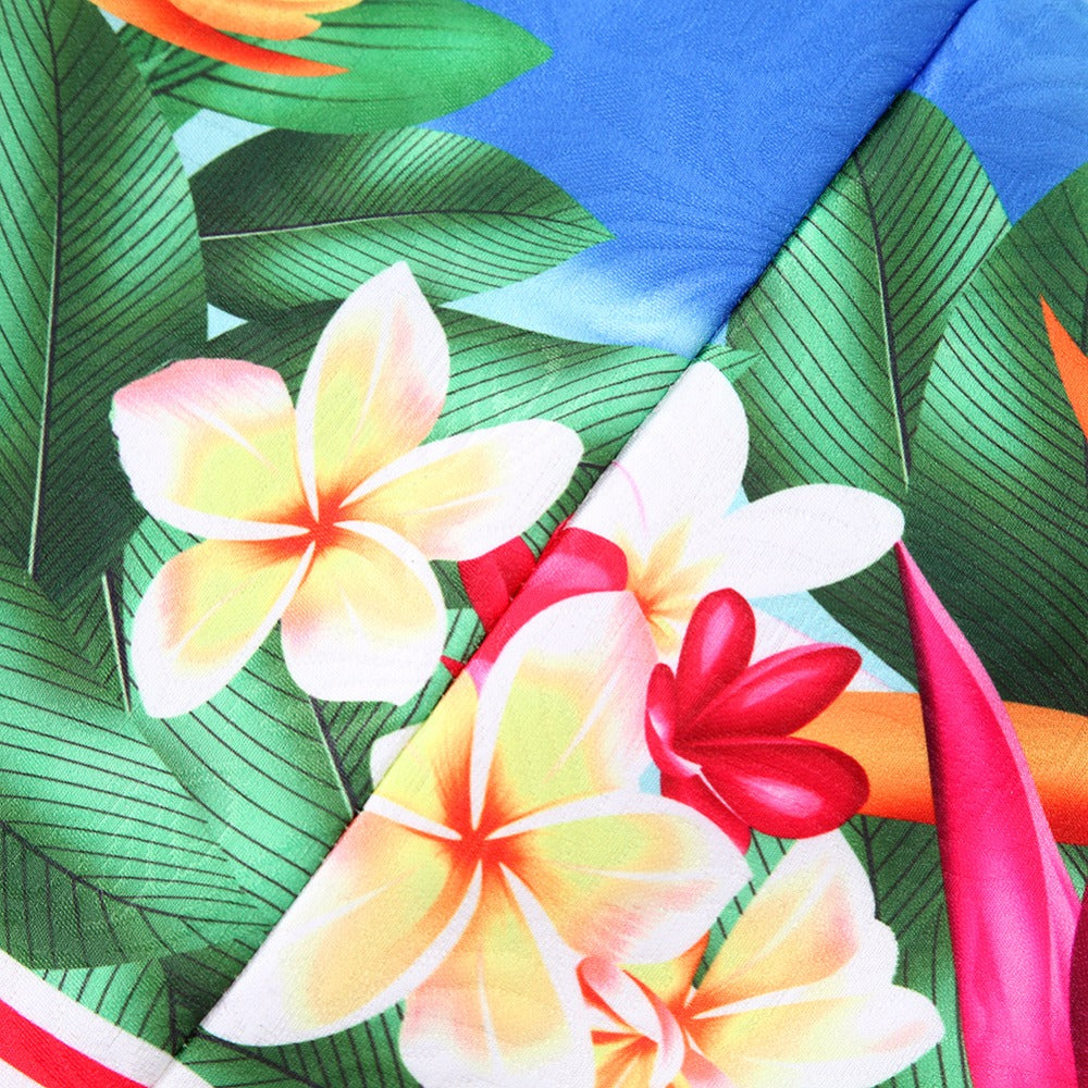 Parrot Print Floral Dress, Size 3-8 Yrs