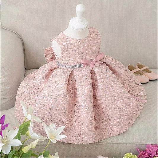 Pink Lace Dress, Size 18M-5Yrs