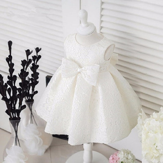 White Bow & Lace Dress (18M-5Yrs)