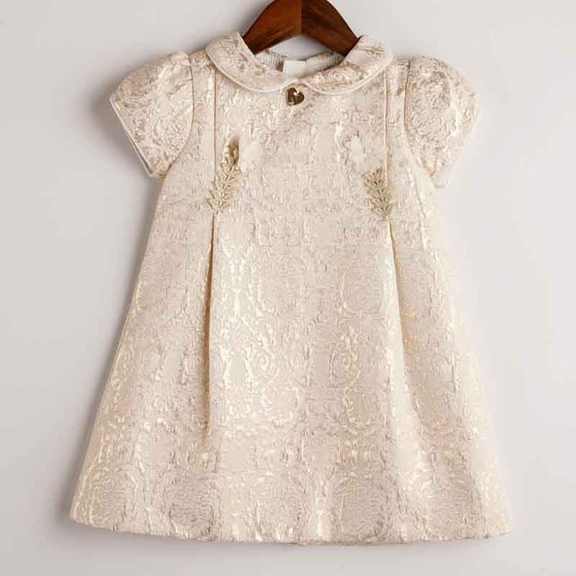 Girls Gold Brocade Princess Dress, Size 2-8 Yrs