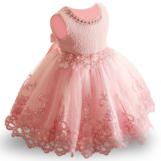 Peach Lace & Tulle Dress, Size 9M-8Yrs