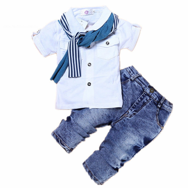 Boys T-Shirt, Jeans & Scarf Set, Size 2-7 Yrs