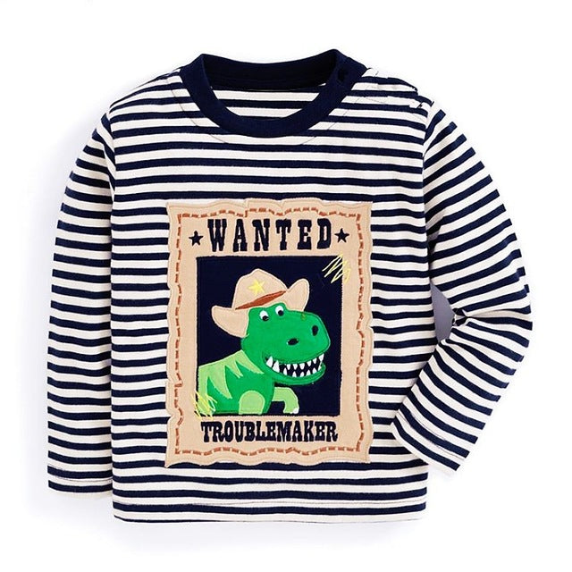 Wanted Troublemaker Boys T-Shirt, Navy, Size 18M-6Yrs