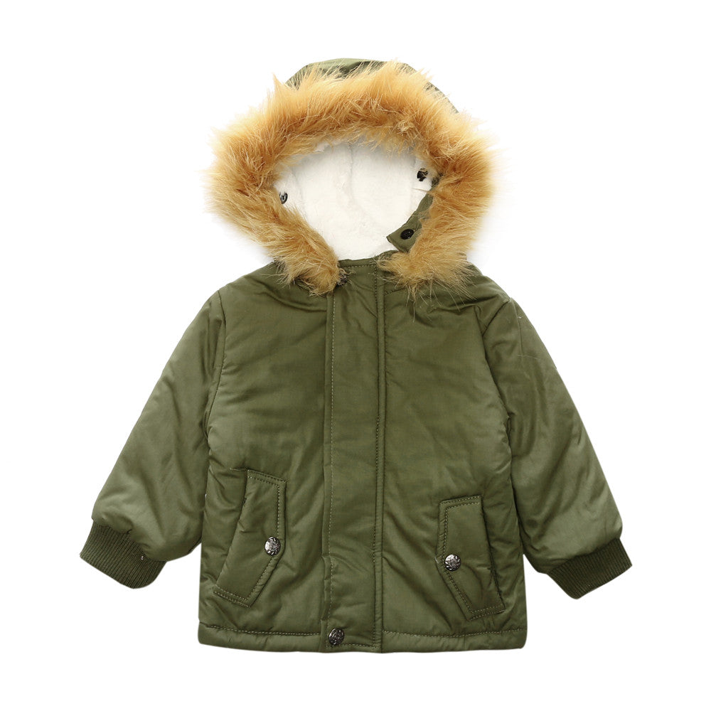 Boys Padded Winter Coat with Removable Hood, Size 18M-6Yrs