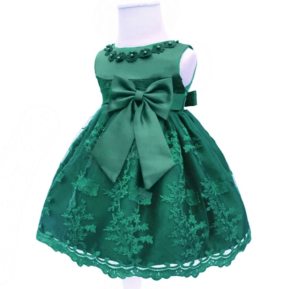 Baby Princess Bow Dress, Green (3M-18M)