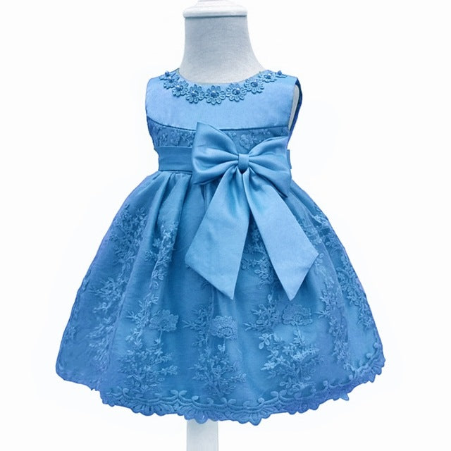 Baby Princess Bow Dress, Blue (3M-18M)