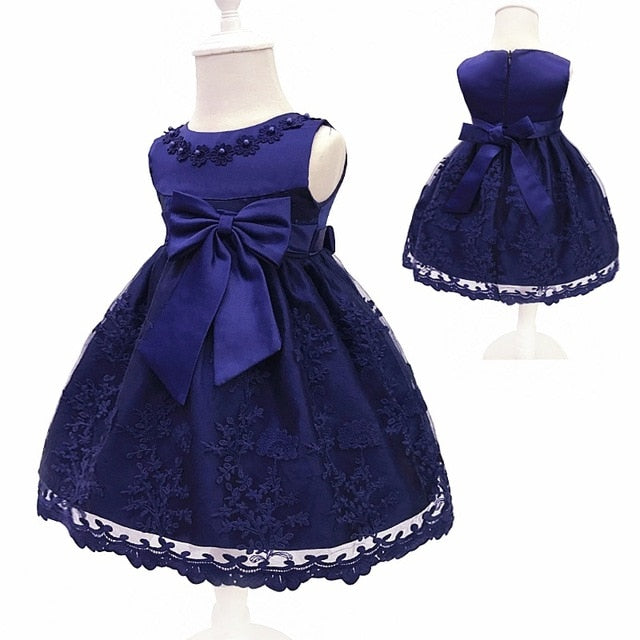 Baby Princess Bow Dress, Navy (3M-18M)