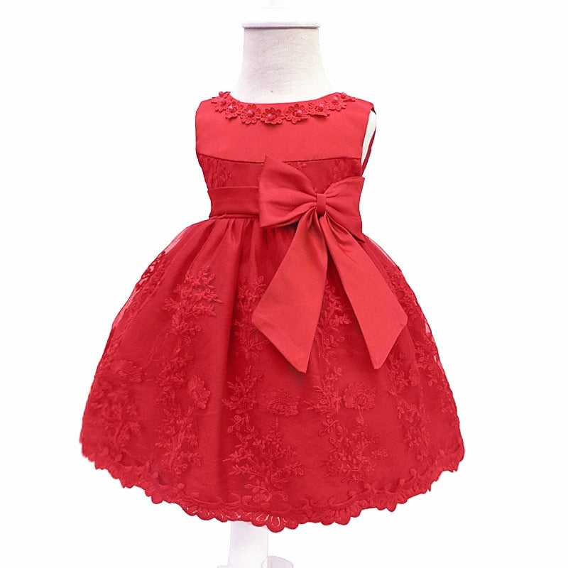 Baby Princess Bow Dress, Red (3M-18M)