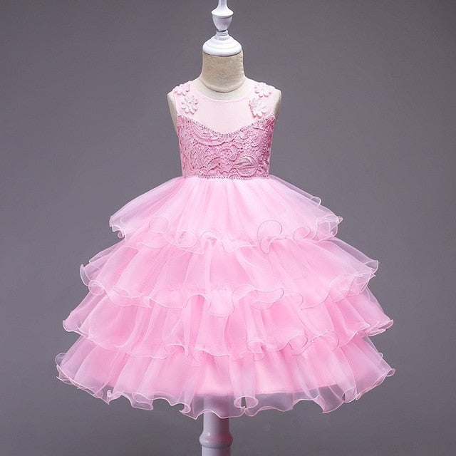 Pink Layered Tulle Dress, Size 3-14 Yrs