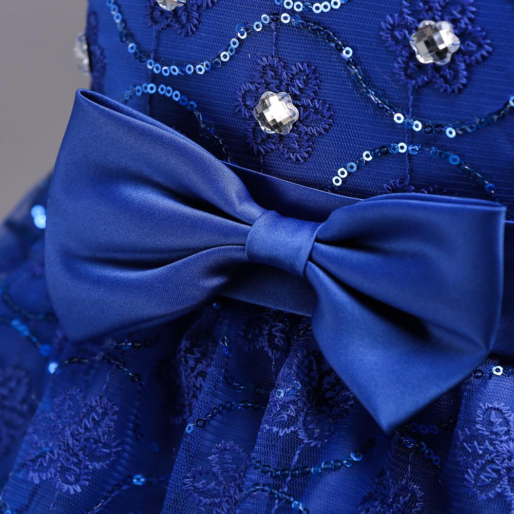 Girls Navy Blue Diamante Party Dress (2-14Yrs)
