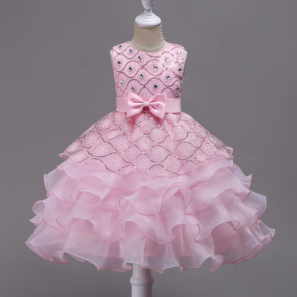 Girls Light Pink Diamante Party Dress (2-14Yrs)