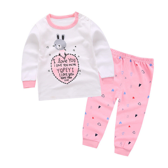 Girls Pink & White 'I Love You' Pyjamas, Size 6-24M