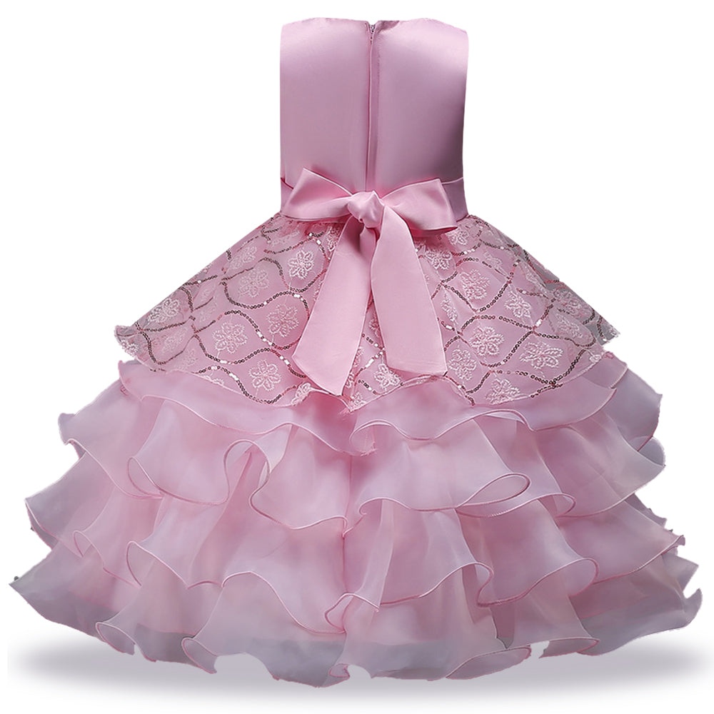 Girls Light Pink Diamante Party Dress (2-14Yrs)