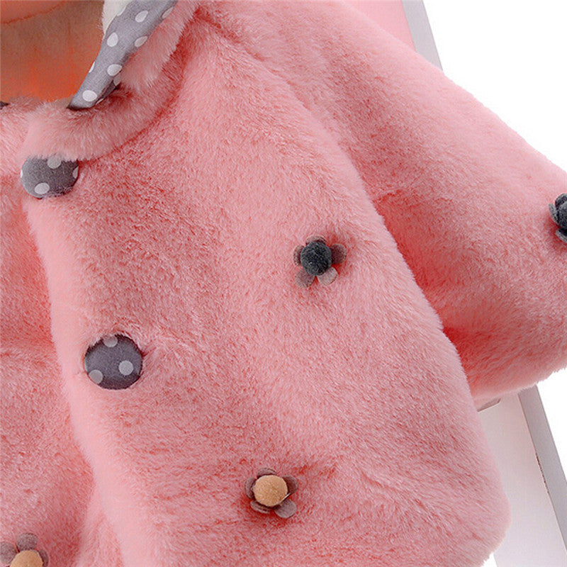Girls Faux Fur Jacket, Pink, White, Purple, Size 3M-3Yrs