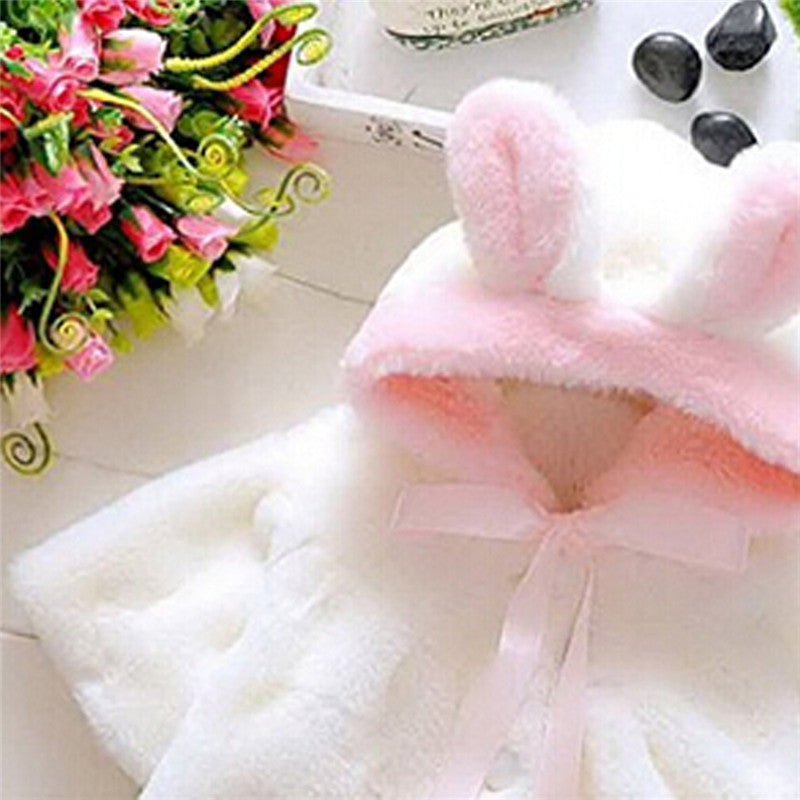 Baby Girls Velour Rabbit Ears Hooded Jacket Size 6m-3yrs