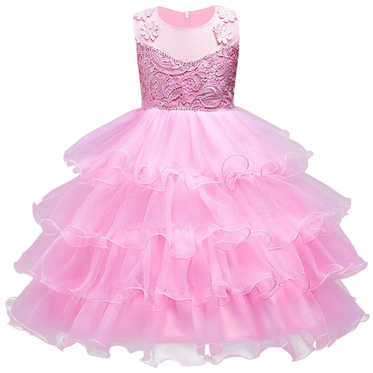 Pink Layered Tulle Dress, Size 3-14 Yrs
