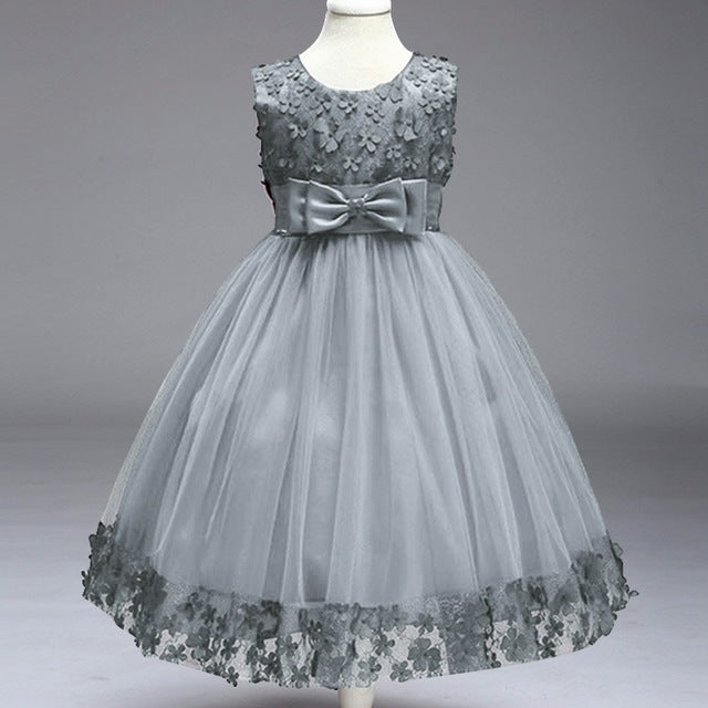 Grey Tulle Party Dress, Size 1-8 Yrs