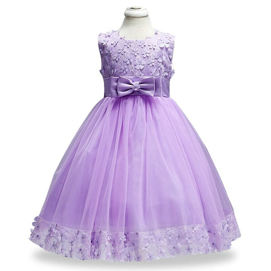 Lilac Princess Party Dress, Size 1-8 Yrs