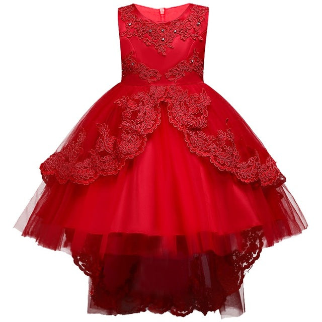 Girls Swallowtail embroidered Red Dress, Size 3-14yrs