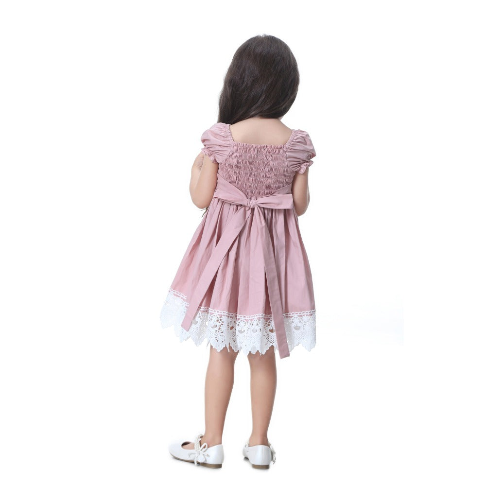 Pink Cotton & Lace Summer Dress, Size 9M-8Yrs