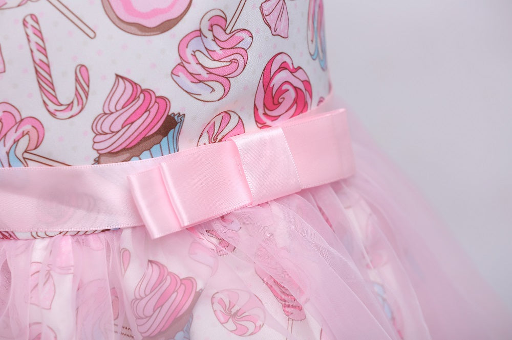 Girls Sweet Print Dress, Pink, Size 2-10 Yrs