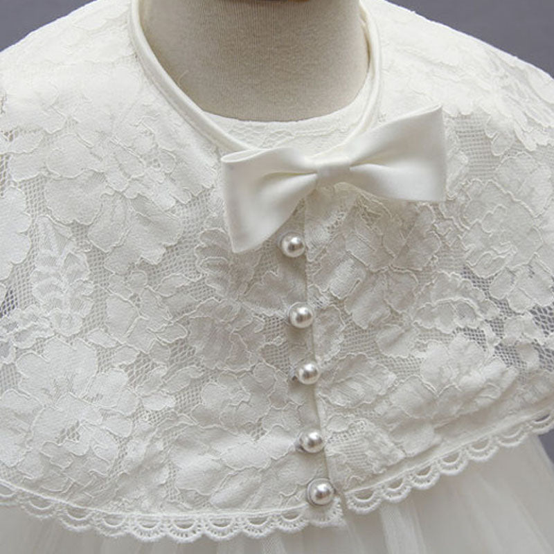 Girls Cotton Lace Christening Dress & Cape (3-24M)