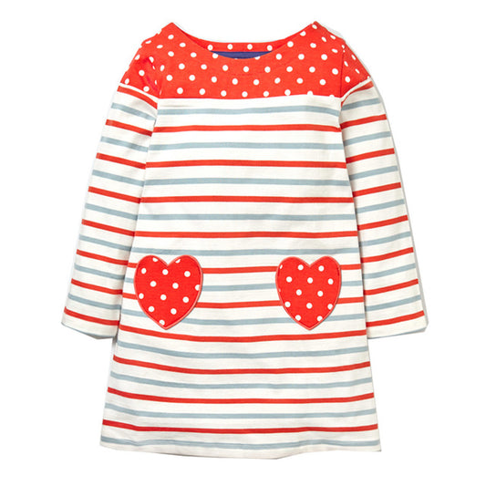 Girls Stripes & Spots Print Dress, Size 18M-6Yrs