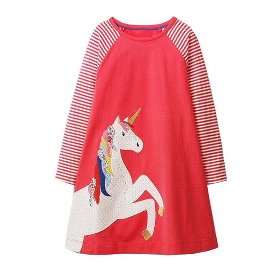 Girls Unicorn Print Dress, Size 18M-6 Yrs