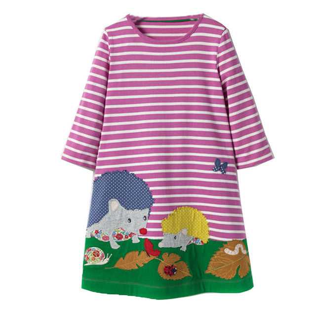 Girls Hedgehog Print Dress, Size 18M-6Yrs