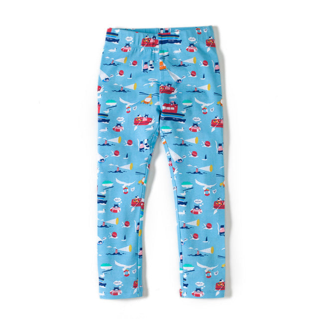 Girls Sail Away Print Leggings, Blue, Size 2-12 Yrs