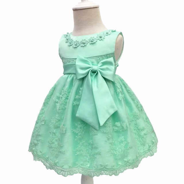 Baby Princess Bow Dress, Mint Green (3M-18M)
