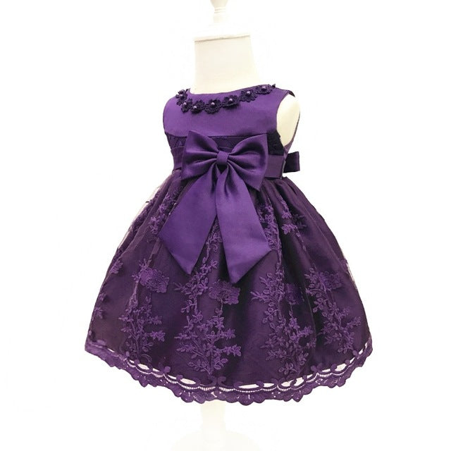 Baby Princess Bow Dress, Purple (3M-18M)