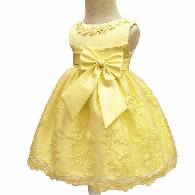 Baby Princess Bow Dress, Yellow (3M-18M)