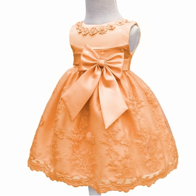 Baby Princess Bow Dress, Orange (3M-18M)