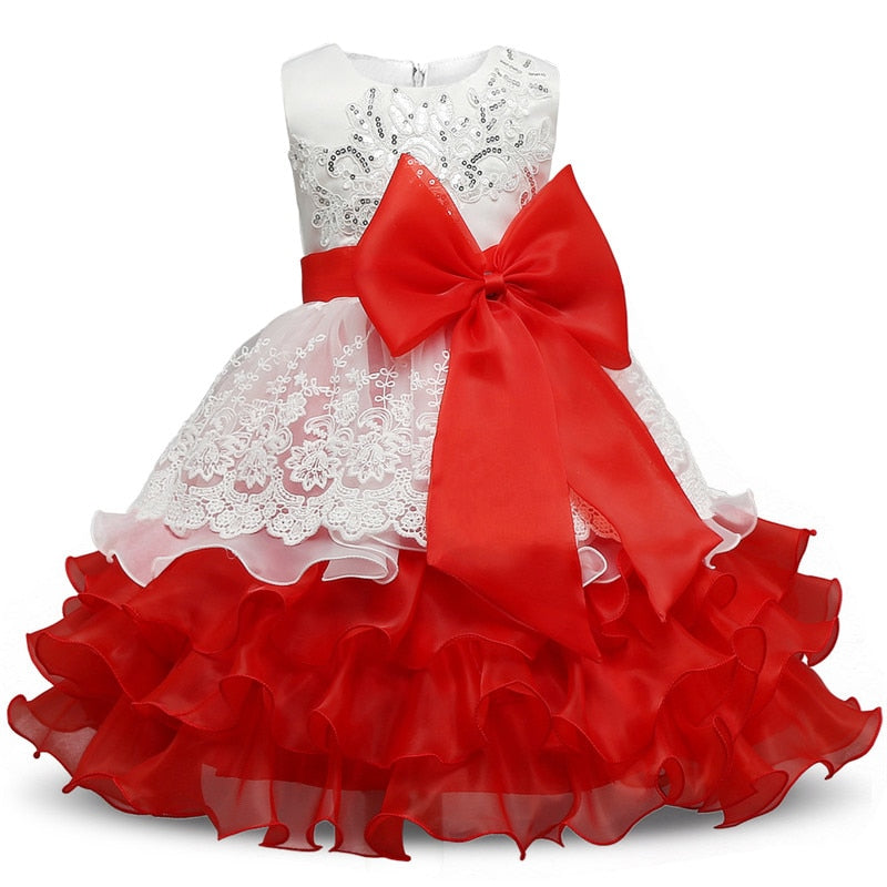 Red Ruffles Tutu Dress, Size 3-8 Yrs