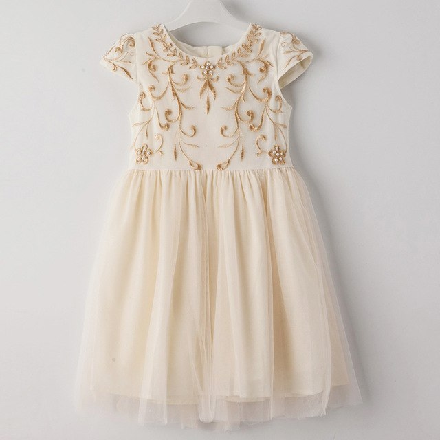 Ivory Embroidered Dress, Size 3-10Yrs