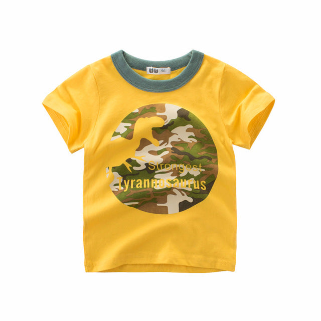 Boys Dinosaur T-Shirt, Yellow, Size 1-10 Years