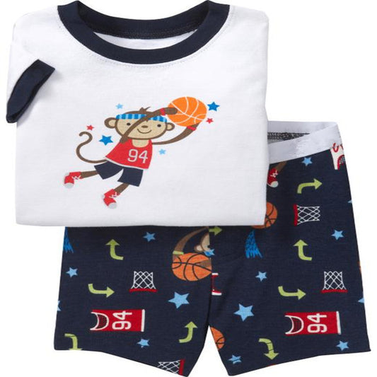 Baseball Monkey Cotton Shorts Pyjamas, Size 2-7 Yrs