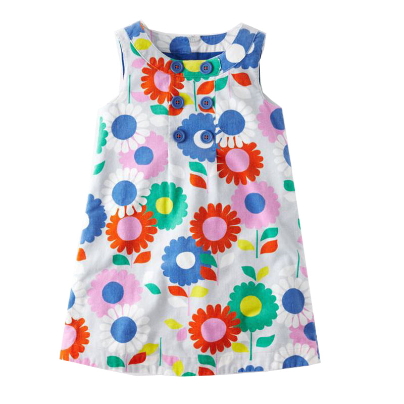 Girls Flower Power Sleeveless Dress, Size 2-7 Yrs