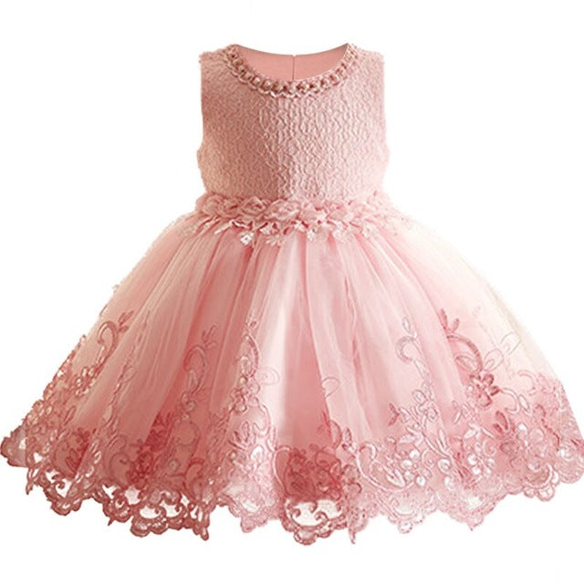 Peach Lace & Tulle Dress, Size 9M-8Yrs