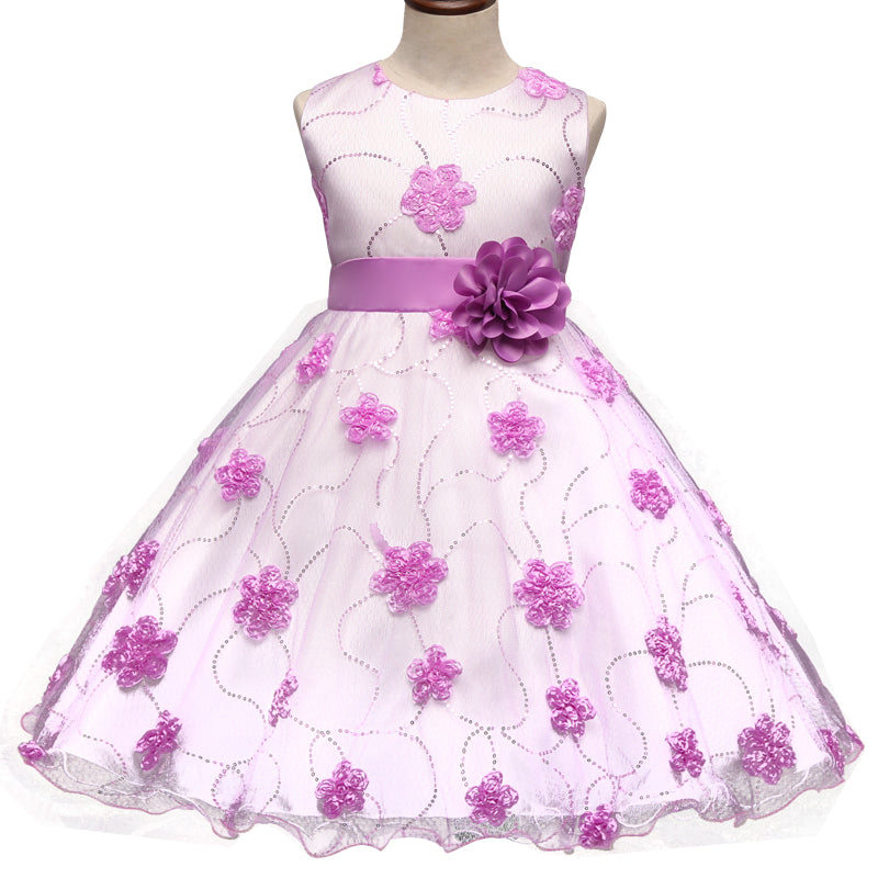 Lilac Chiffon Flower Dress, Size 4 - 10 Yrs
