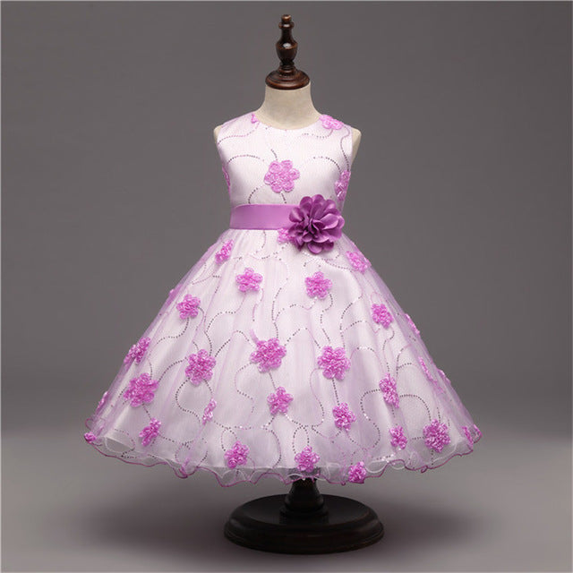 Lilac Chiffon Flower Dress, Size 4 - 10 Yrs