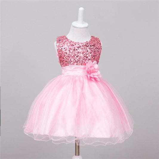 Baby Pink Sequin Party Dress, Size 6M-3Yrs
