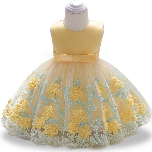 Lace & Tulle Dress, Yellow, Size 9M-10 Yrs