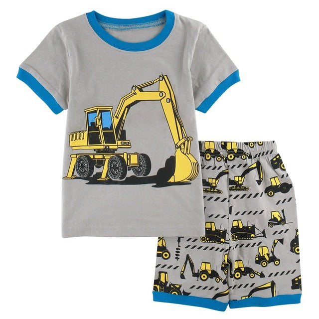 Boys Big Digger Shorts Pyjamas, Size 2-7 Yrs