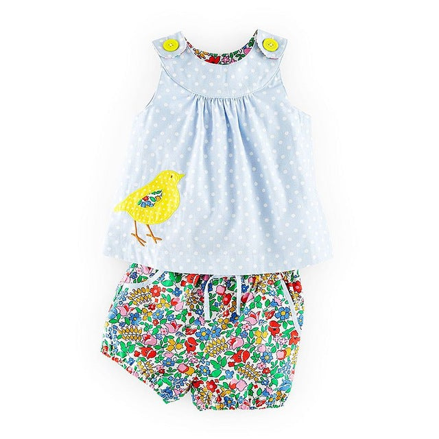 Polka-dot Top & Floral Shorts Set, Size 18M-6Yrs