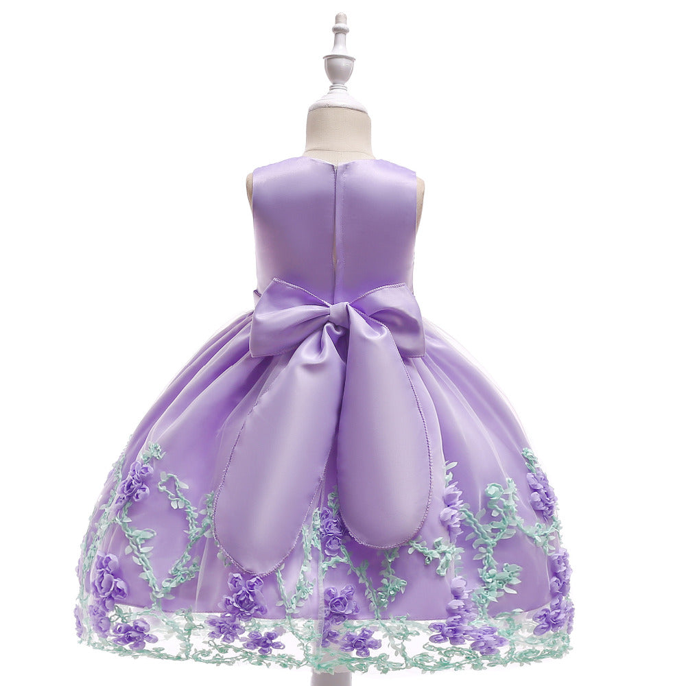 Lilac Petal Floral Dress, Size 2-12 Yrs